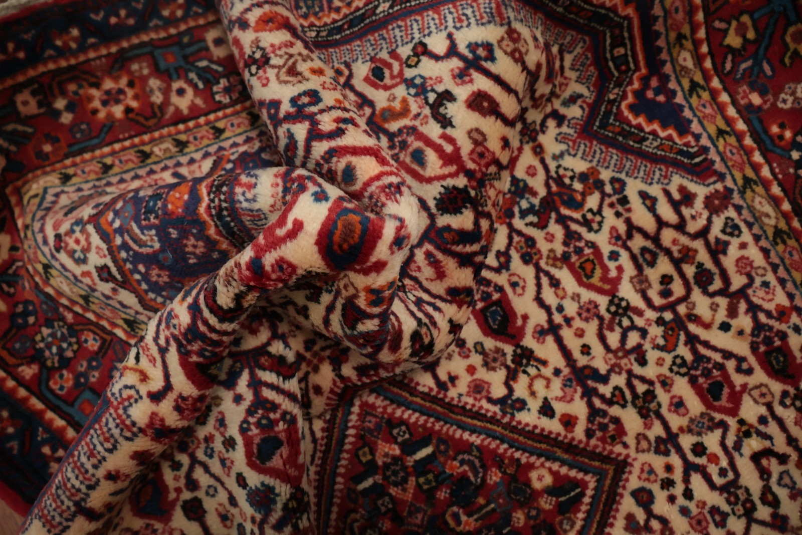 Elegant Vintage Ivory Area Carpet Rug Ornate Pattern Design Handmade Carpet 4×6