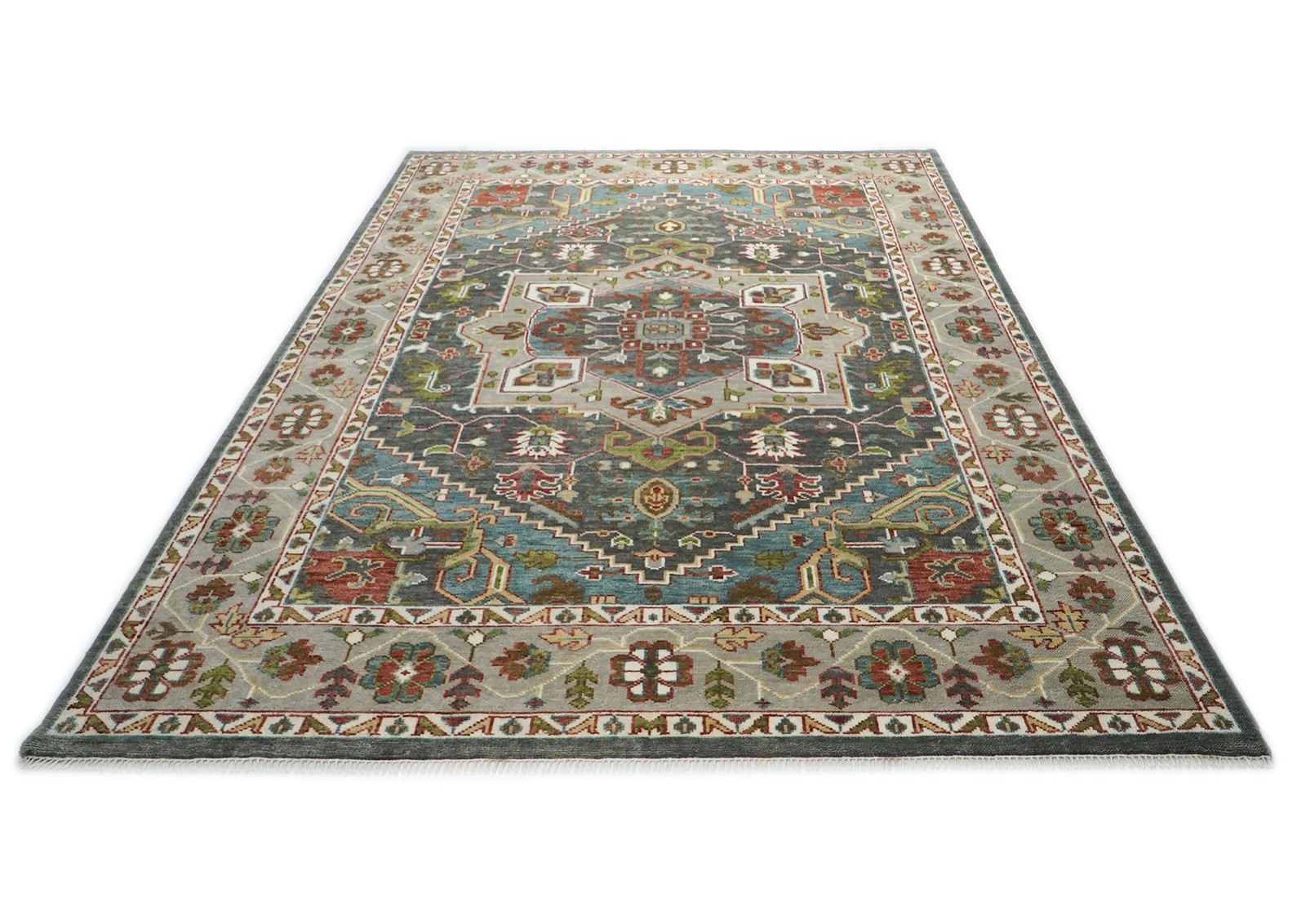 10’2”x14’1” Hand Knotted Wool Gray Oushak Herizz Rug