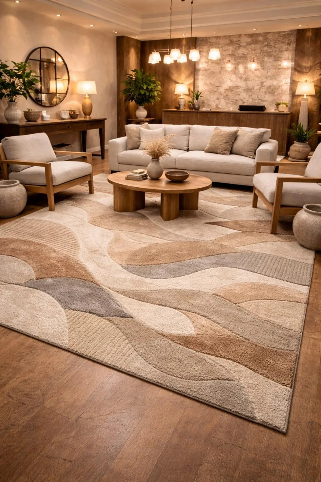 Hand Tufted Wool Rug, Multicolor High Low Pile Abstract Rug, Modern Area Rug,