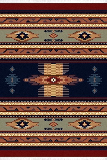 southwestern BLUE rustic LODGE carpet 6×8 AREA rug : Actual 5′ 3″ x 7′ 6″