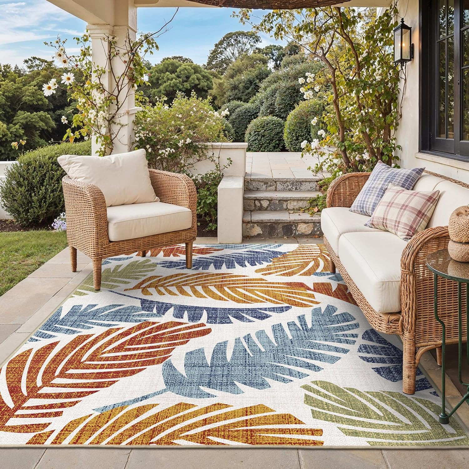 Outdoor & Indoor Area Rug 6’X9′, Waterproof, Non-Shedding, Easy