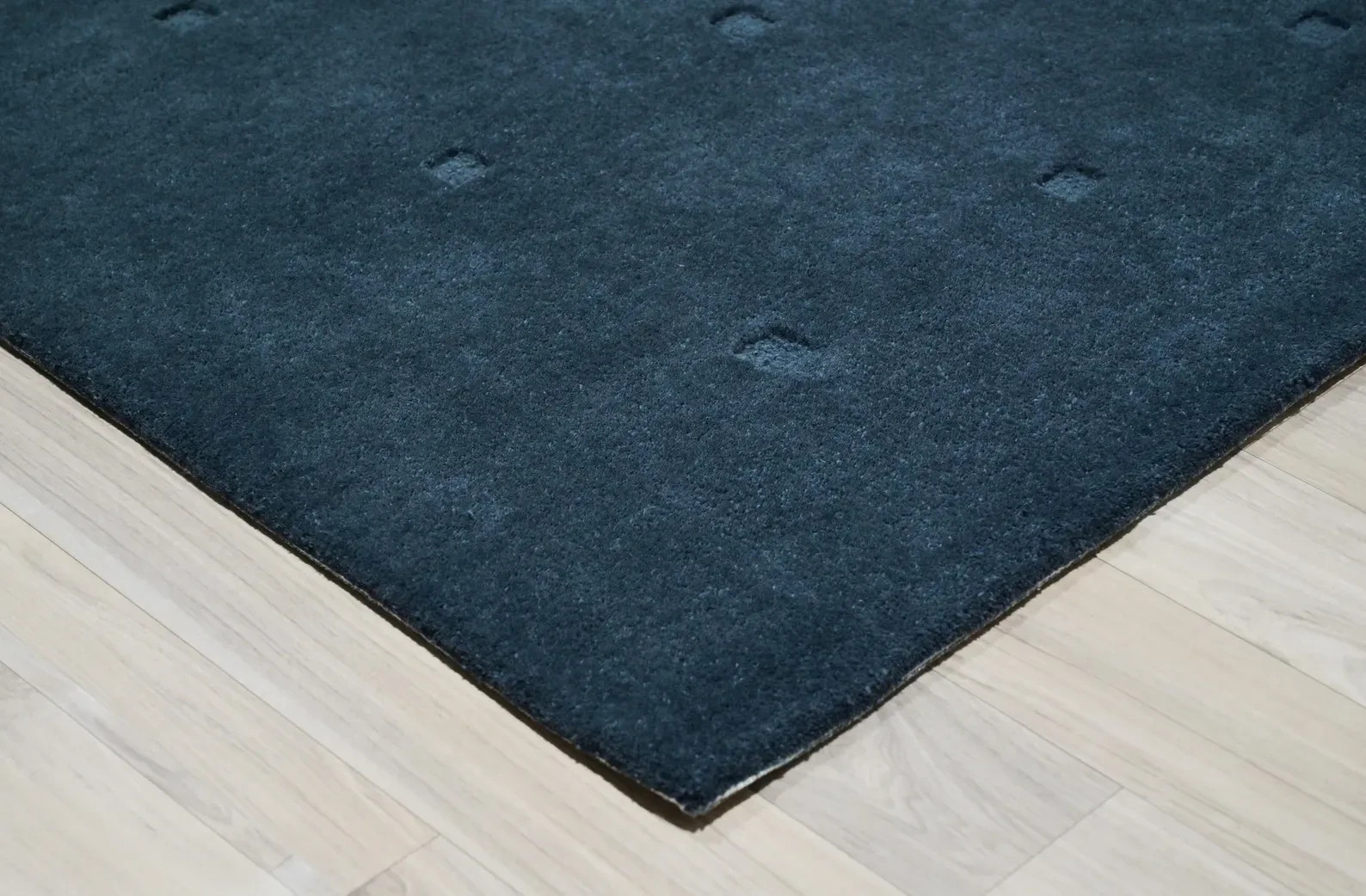 Hand Tufted Wool Rug | Dark Navy Blue Minimalist Design Area Rug Handmade Carpet