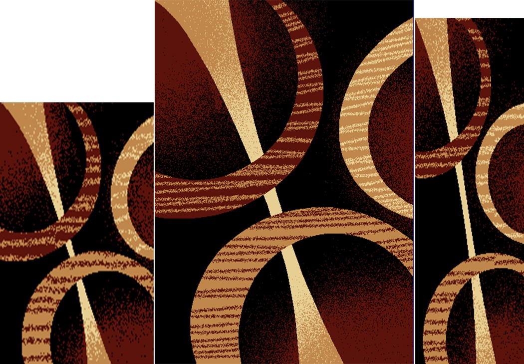 Modern Rings Geometric Stripes Brown 3 Pcs Area Rug Contemporary Runner Mat Set