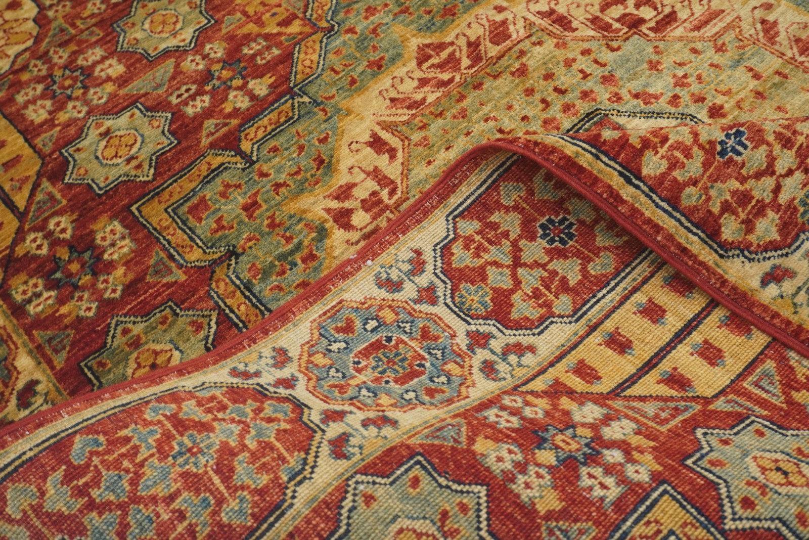 4×5 ft Red Mamluk Afghan Hand Knotted Wool Medallion Area Rug