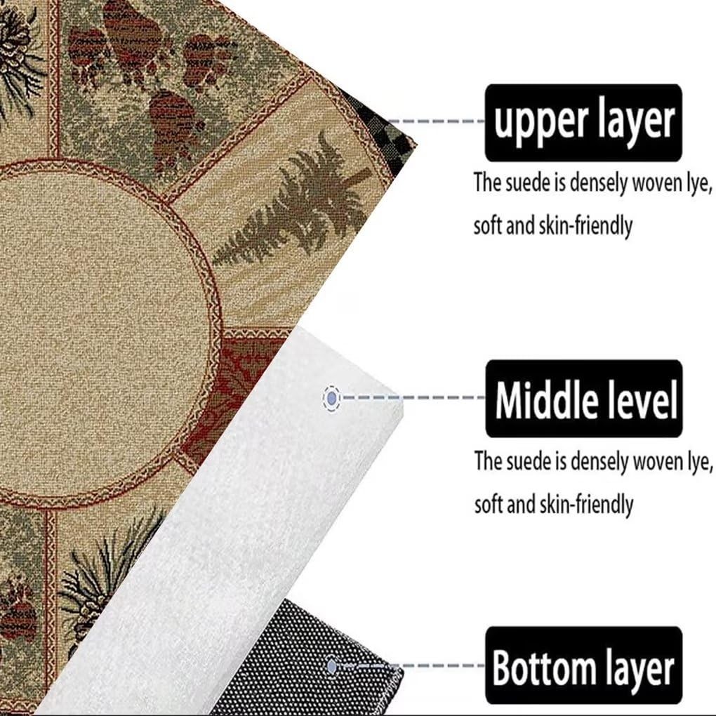 Bear Cabin Round Rugs 3 Feet for Hallway Bathroom Entrance Kitchen Circular W…