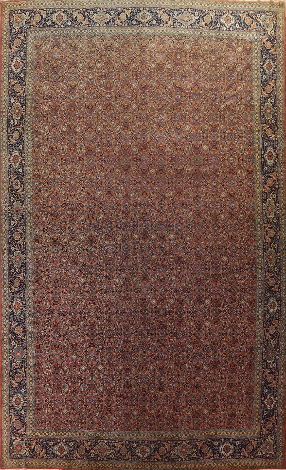 Pre-1900 Palace Size Antique Rug 15×21 Vegetable Dye Hand-knotted Wool Carpet