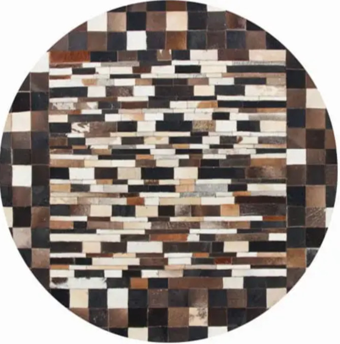 Natural Cowhide Hair on Patch Work Leather Modern Carpet Room AA71