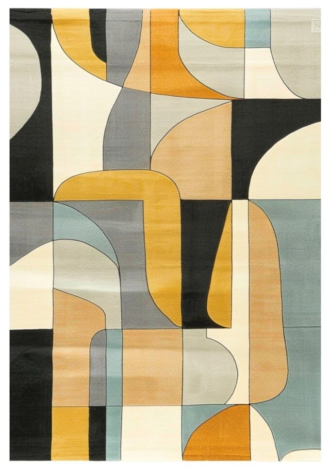Modern Abstract Tufted Wool Rug Pastel Geometric Handmade Area Carpet rug 8×10