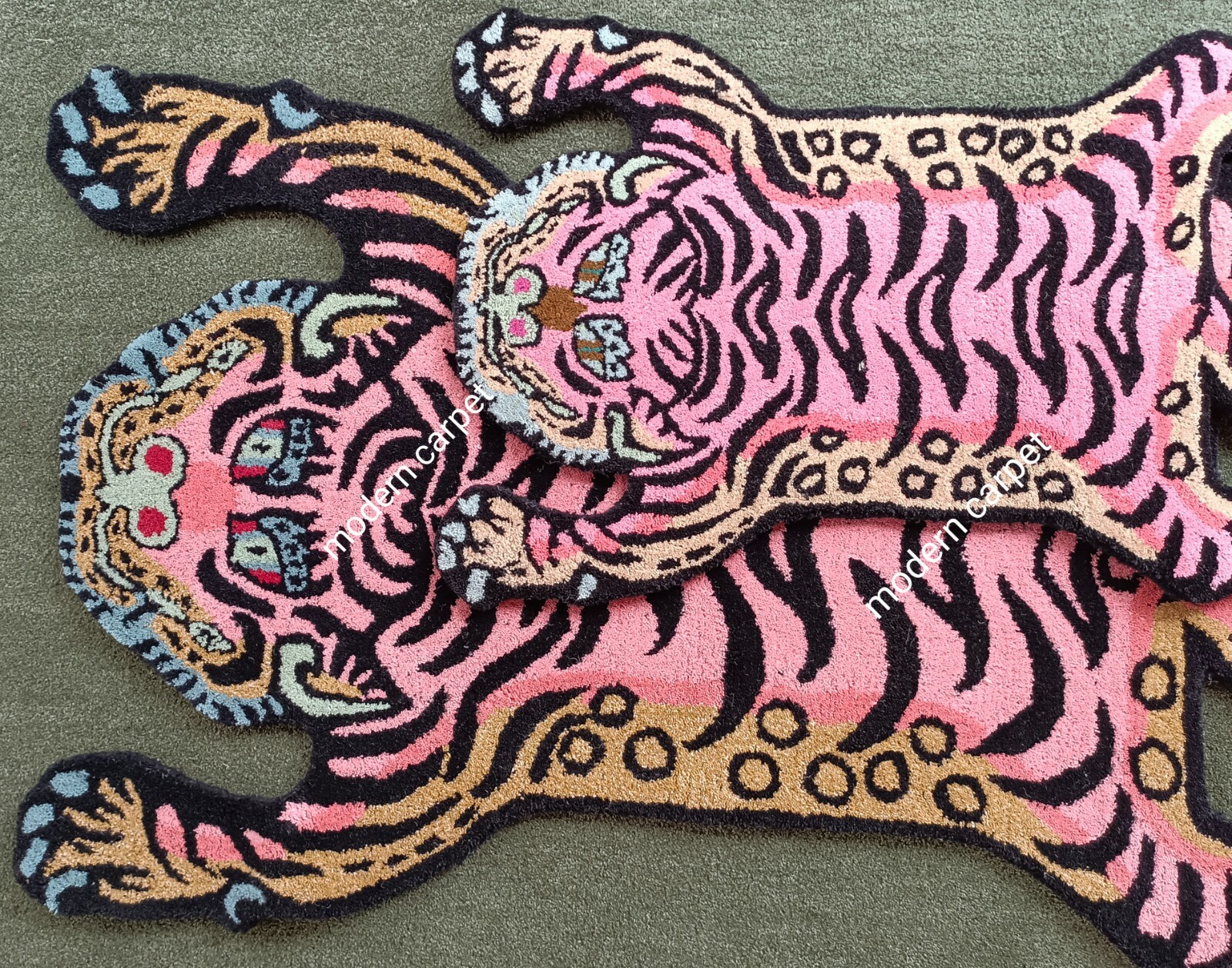 Tibetan Tiger Rugs 3×5 Feet Handmade 100% Woolen Hand Tufted For Home Decoration