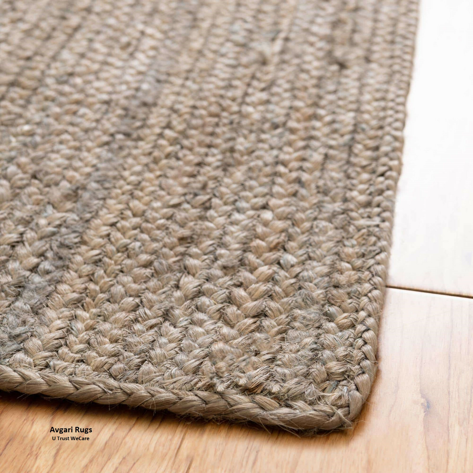 Jute Grey Dye Rectangle 100%Handmade Braided Home Decor Rustic look Modern Rug