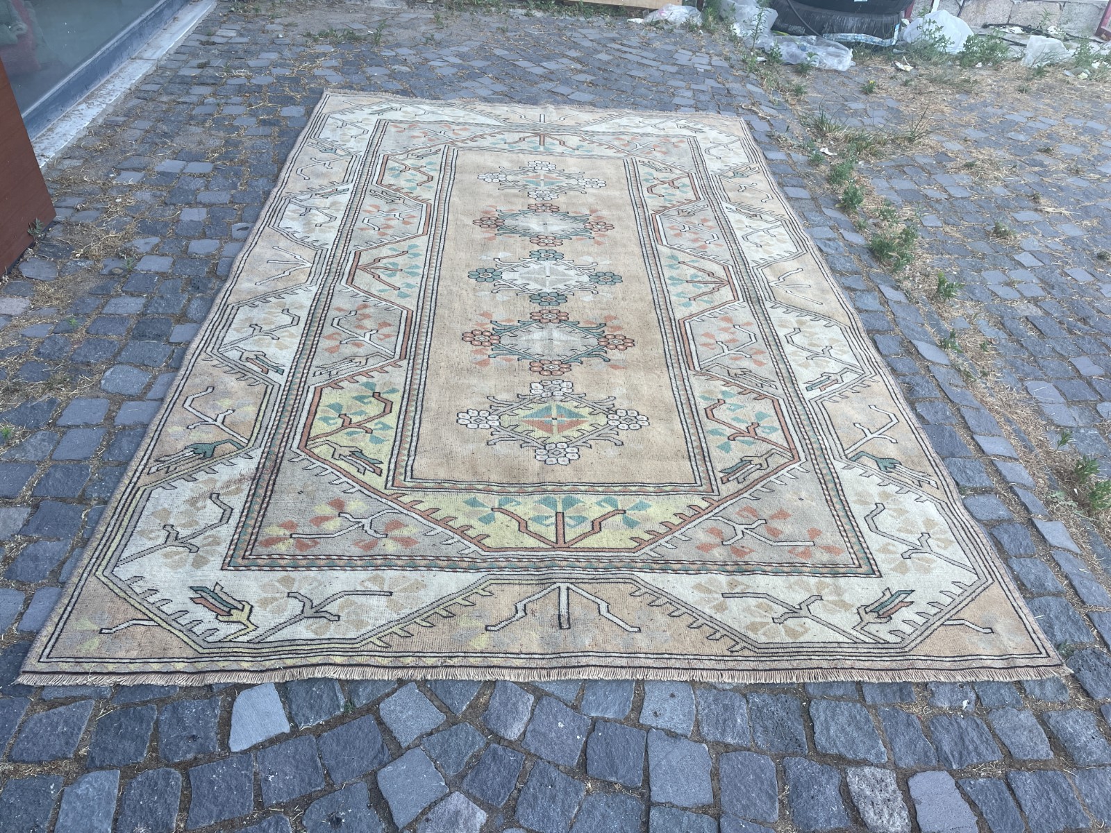 Turkish Vintage Rug, Handmade Wool Rug, Bohemian Large Rug, 6,3 x 9,8 ft