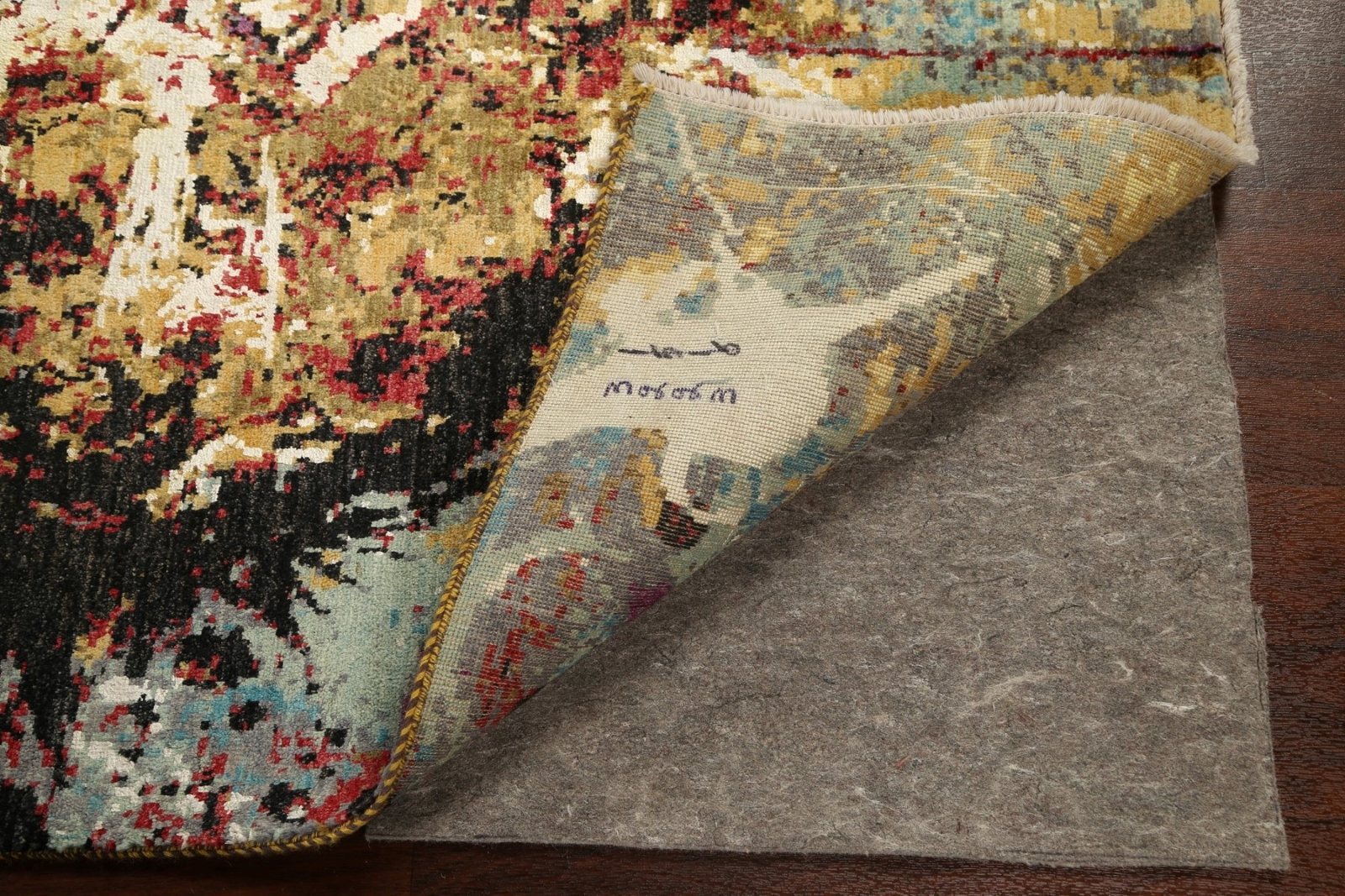 Abstract Hand-knotted Wool/ Silk Rug 4×6 ft Modern Design