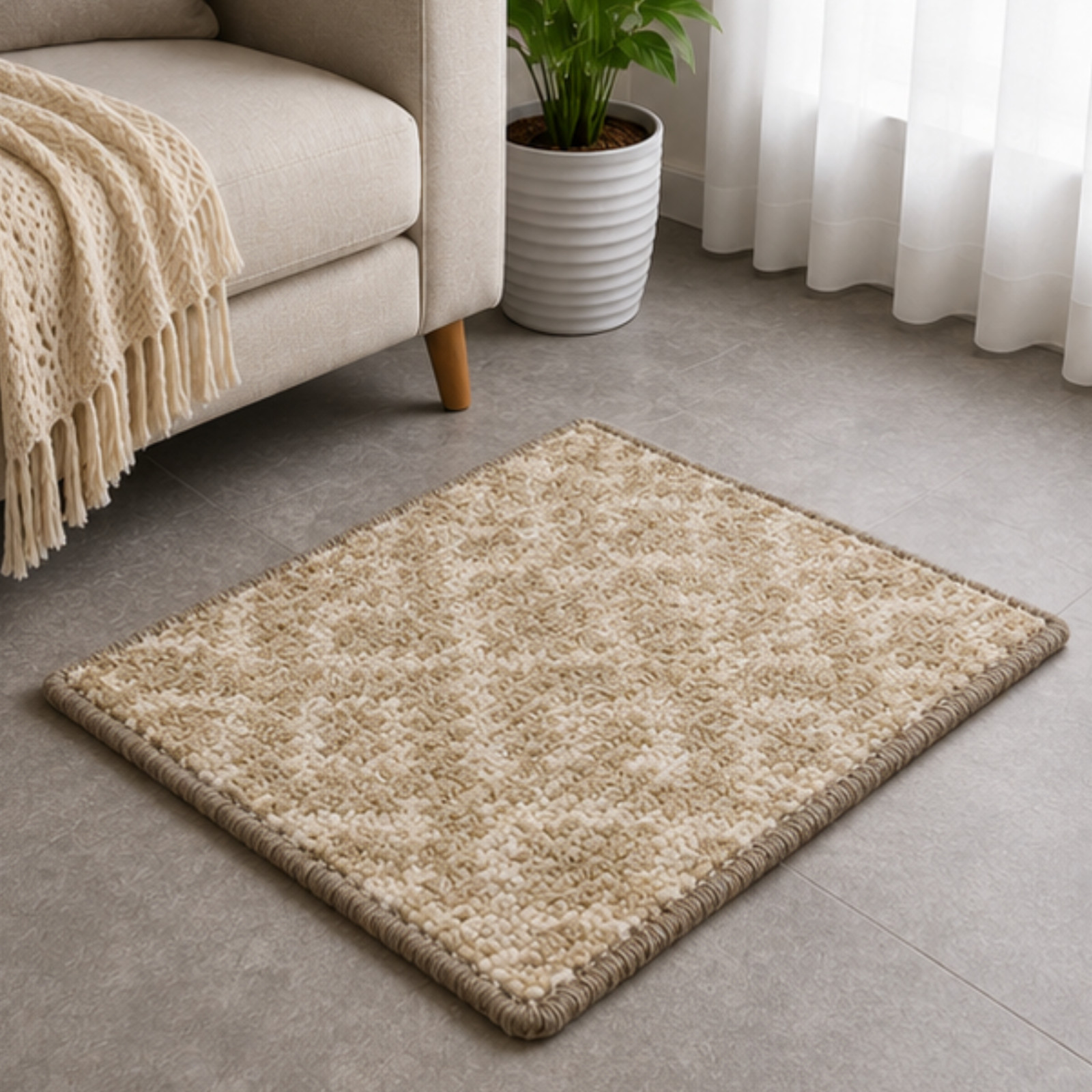 Hand Tufted Door Mat Anti Slip Entryway Rug Washable Floor Mat for Home Office