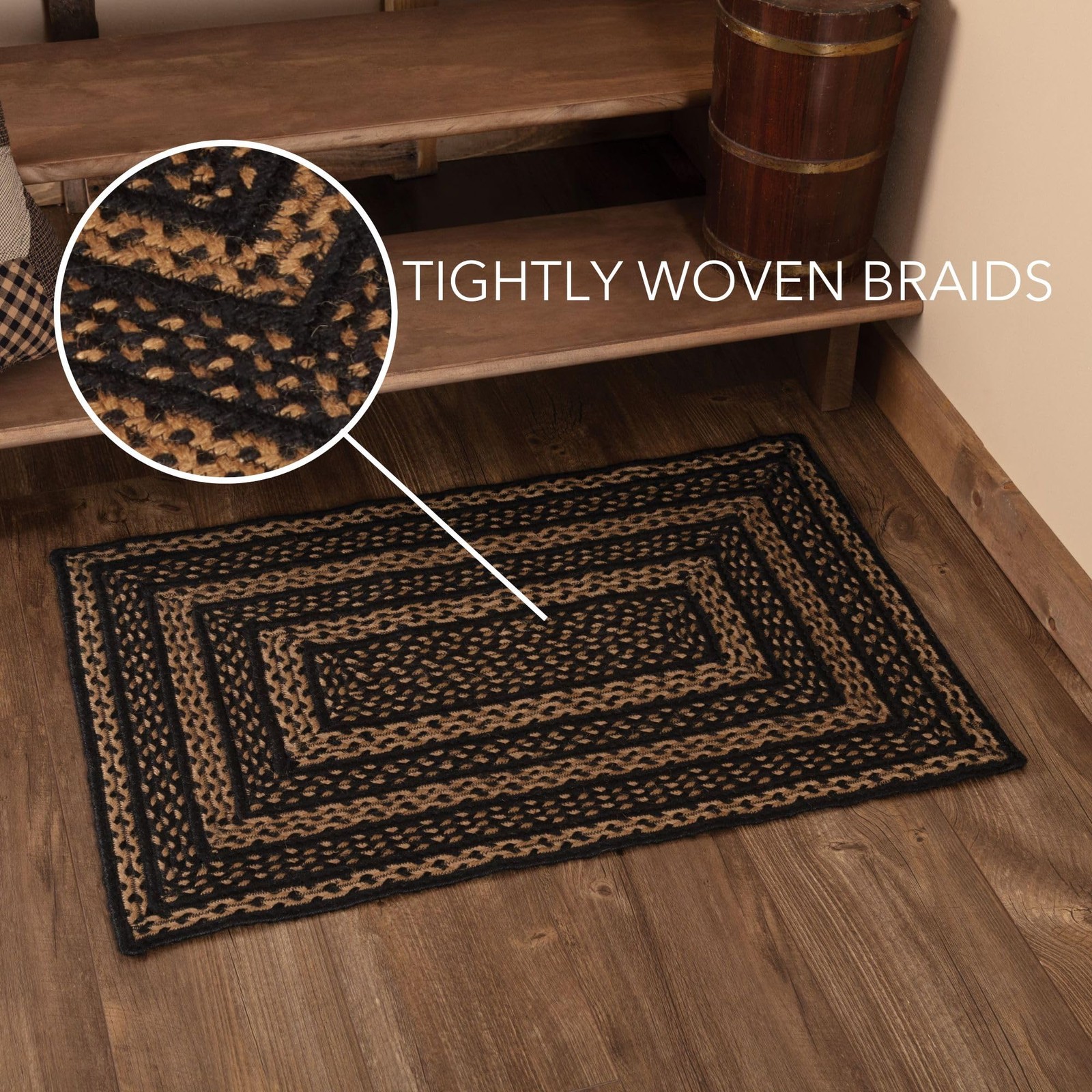 VHC Brands Farmhouse Jute Primitive Accent Rug 24 x 36 inches, Rectangle