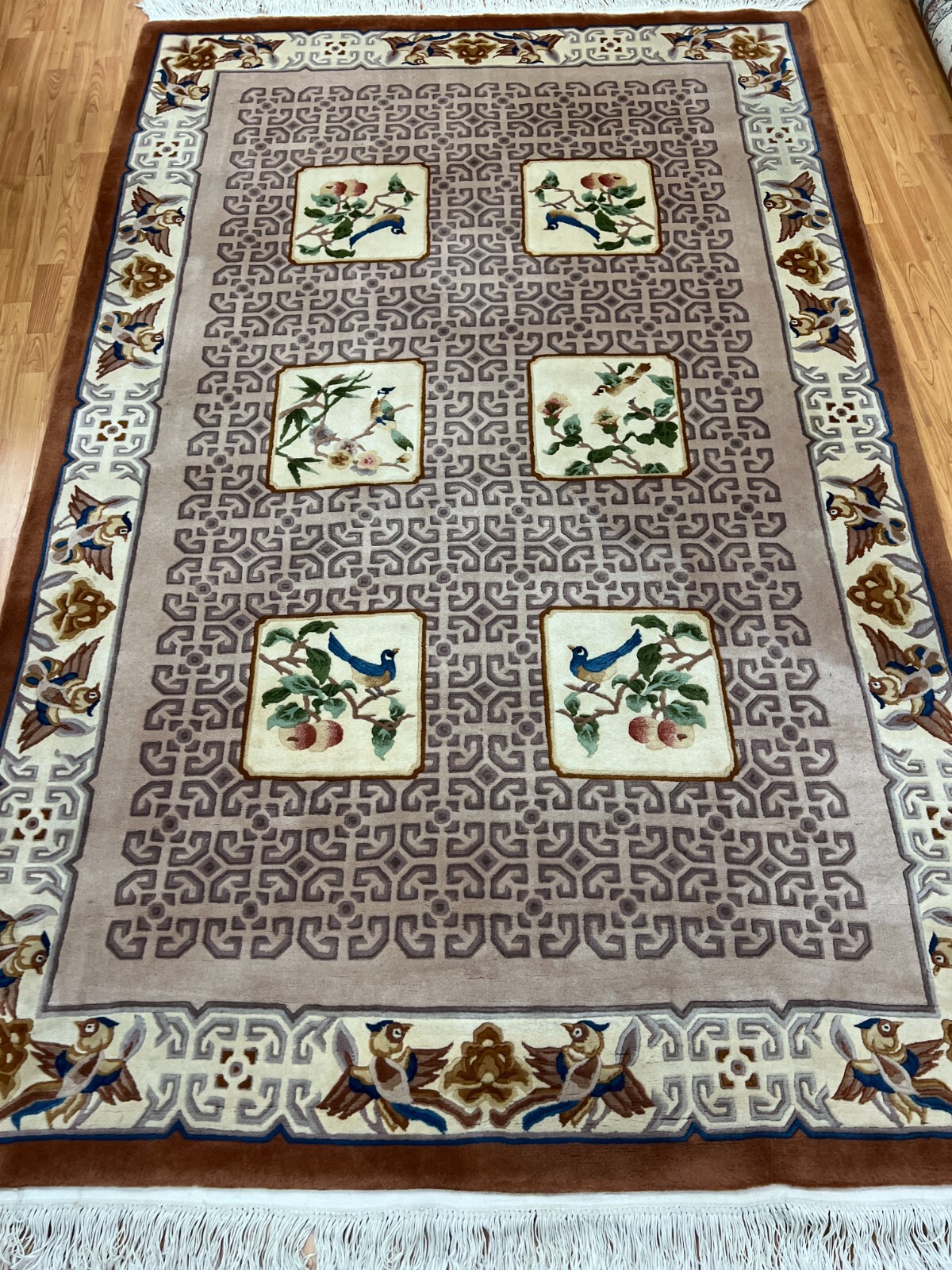 5’9″ x 9′ Chinese Art Deco Oriental Rug – Hand Made – Full Pile – 100% Wool