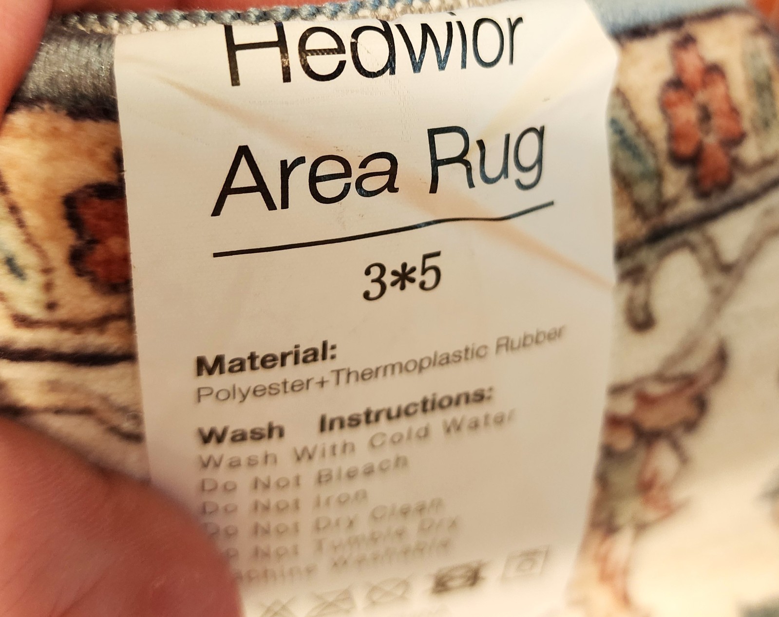 New Hedwior Foldable Washable 5′ x 3′ Rug – Attractive Blue, Cream & Red