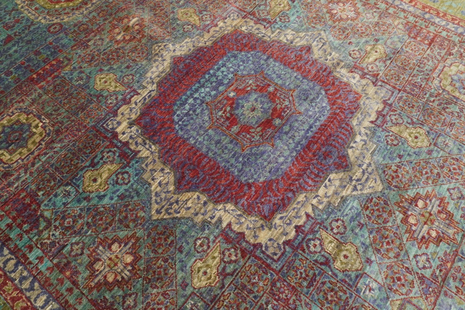 6×8 ft Blue Mamluk Afghan Hand Knotted Wool Medallion Rug