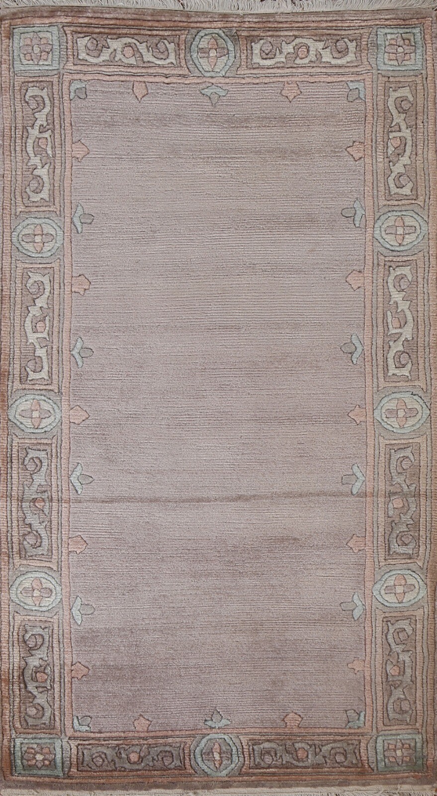 Bordered Modern Nepalese Oriental 3’x5′ Rug Hand-knotted Soft Plush Wool Carpet