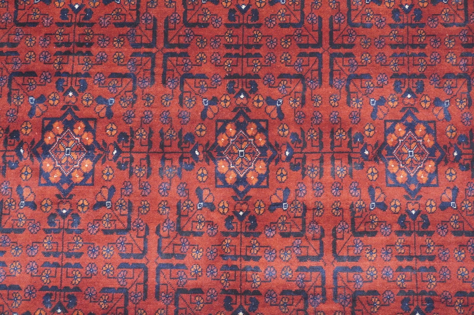 5×6 ft Red Belgic Afghan Hand Knotted Wool Oriental Rug