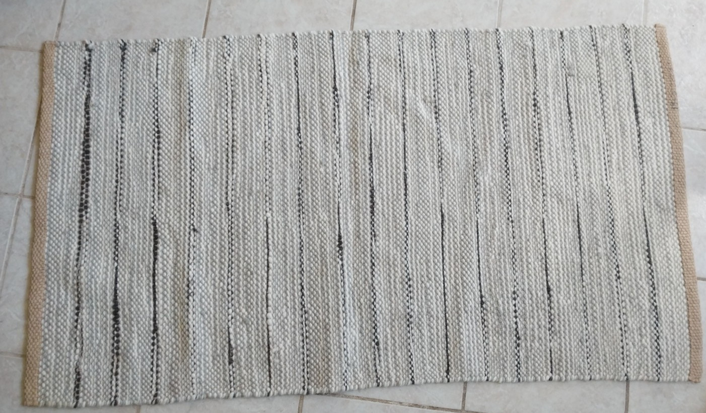 4.5 x 2.5 Ft. Rug Handmade Dhurrie Wool & Jute Mat Grey & Beige Carpet Woven
