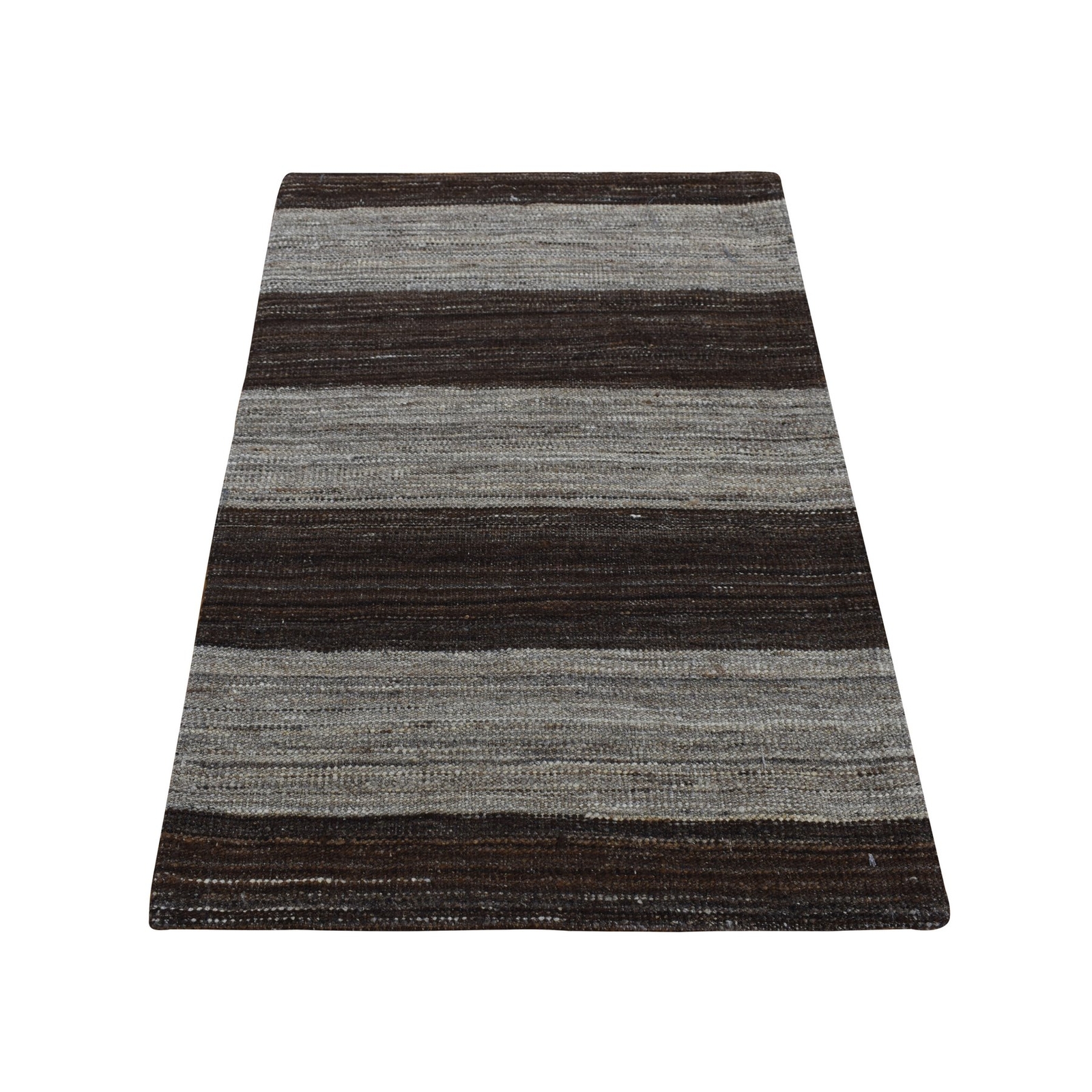 2’x3′ Brown Natural Wool Undyed Flat Weave Kilim Sample Rug R87814
