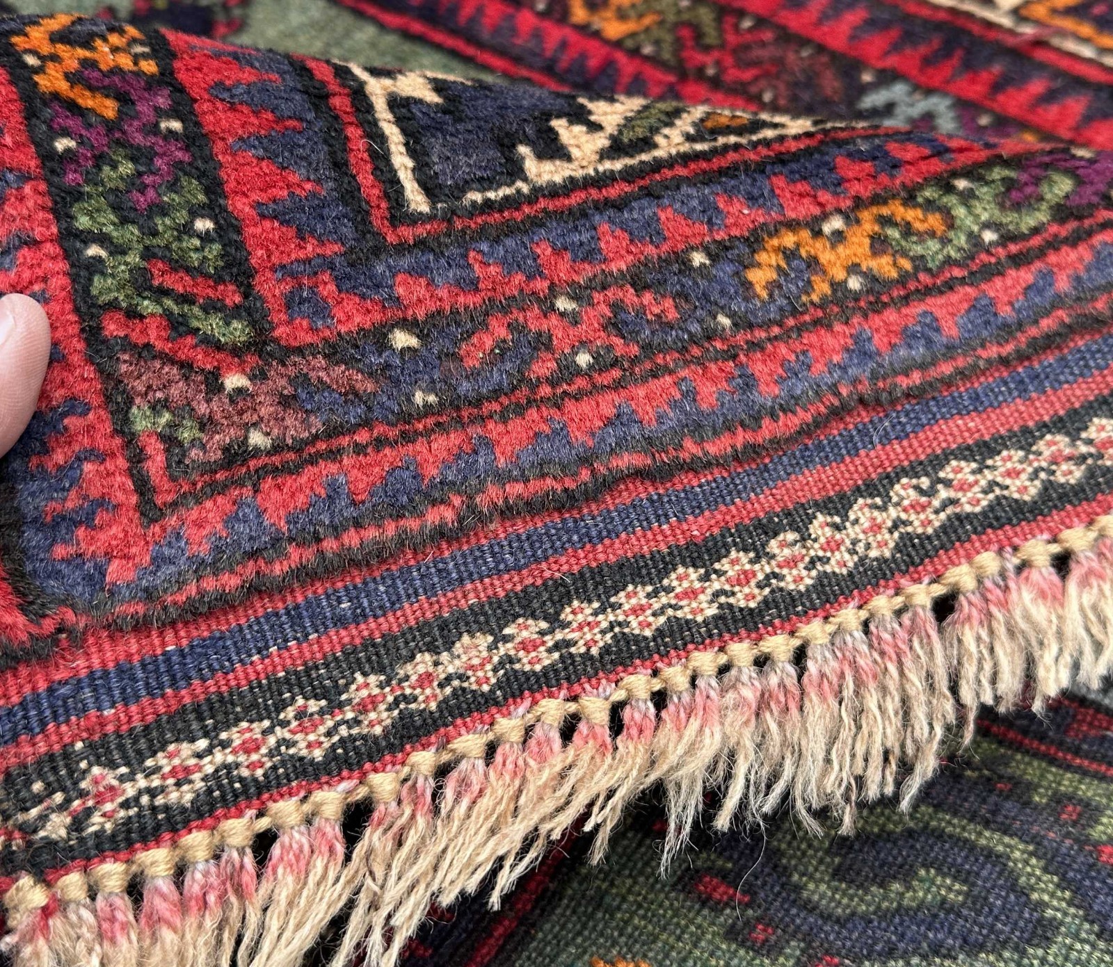Handmade Afghan Baluchi Rose Floral Rug Wool Vase Green Pink 3×4 Bedroom Carpet