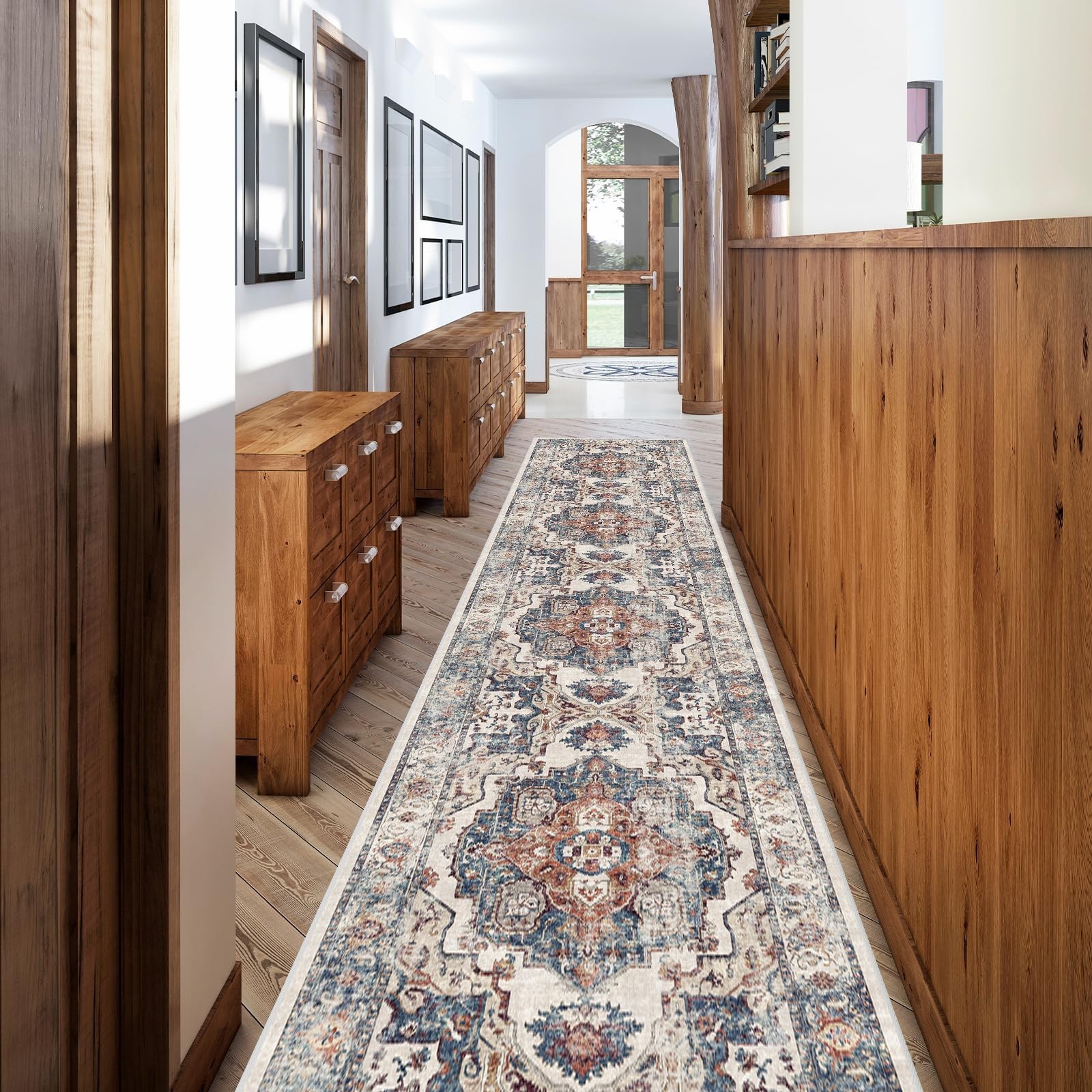 Washable Runner Rug 2’6″x12″ – Vintage Non-Slip Indoor Carpet for Hallway, Kitch