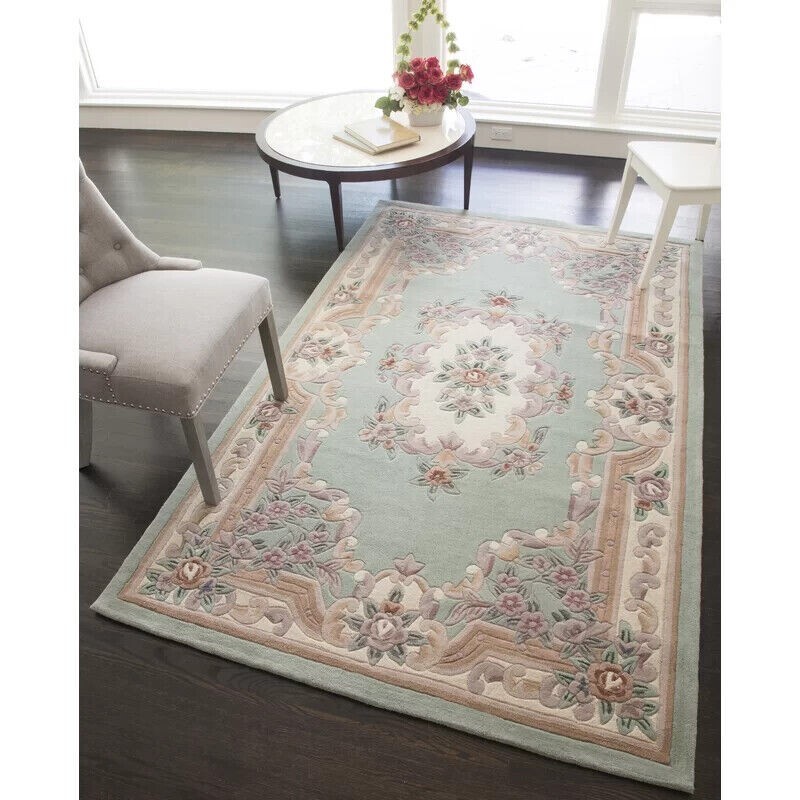 Hand Tufted Aubusson Design Rug Banded Wool Carpet Area Rug 8×10 9×12 6×9 5×8