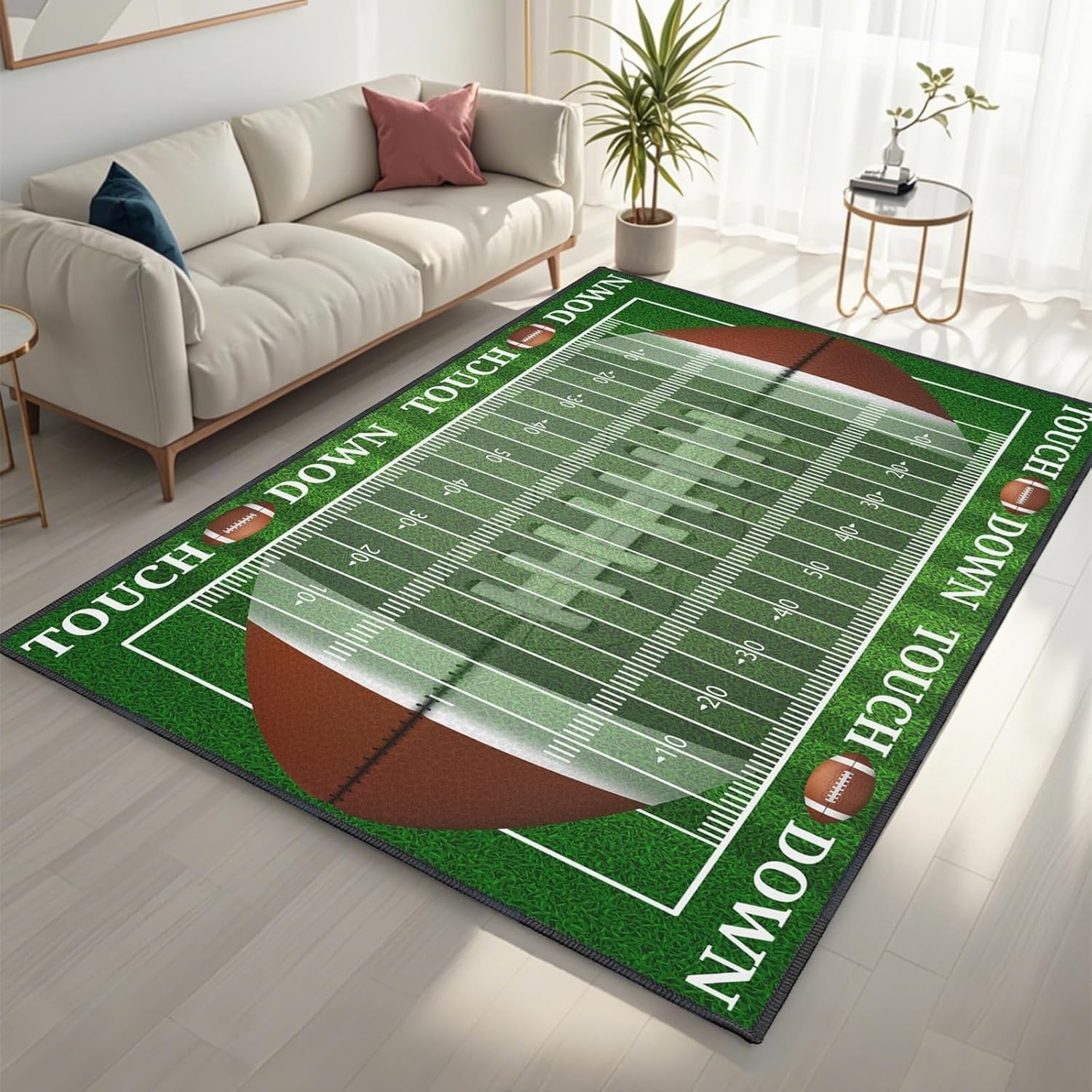 Football Rug for Bedroom,3’X5′ Non-Slip Football Field Rugs,Sports Rug for Room