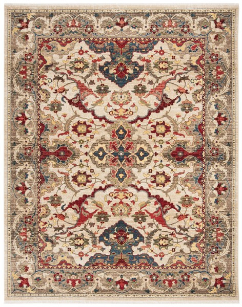 8×10 Stunning Traditional Oriental Taupe Red Fringed Area Rug **FREE SHIPPING**