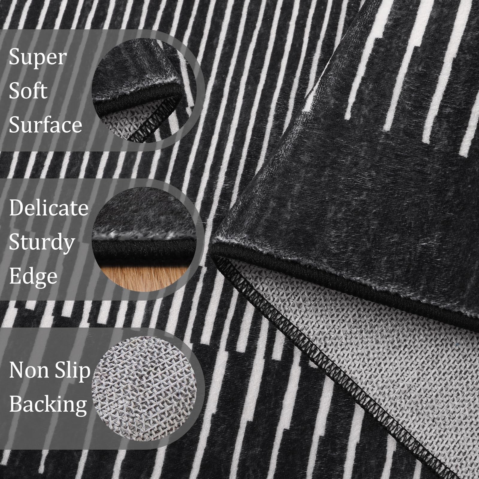 Morebes Modern Washable 5×7 Rug for Living Room, Geometric Striped Bedroom Ru…