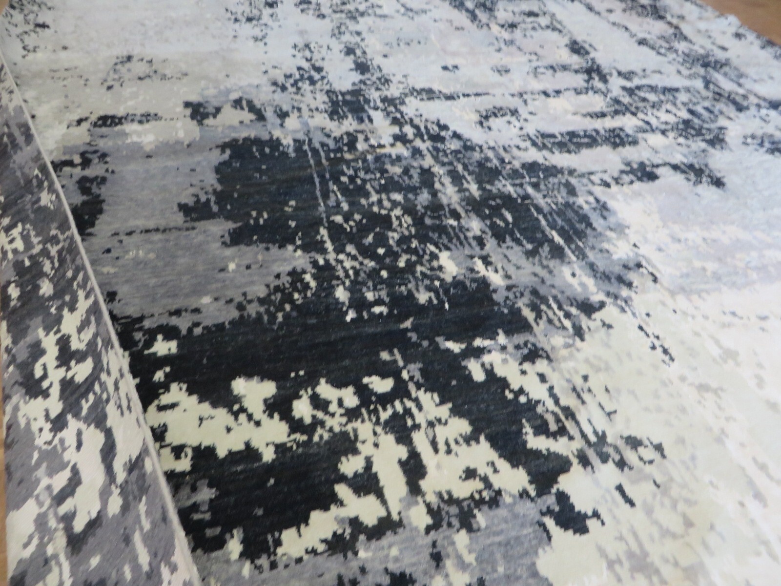 10’11 x 15’3 Hand Knotted Black Gray Modern Abstract Oriental Rug G15415