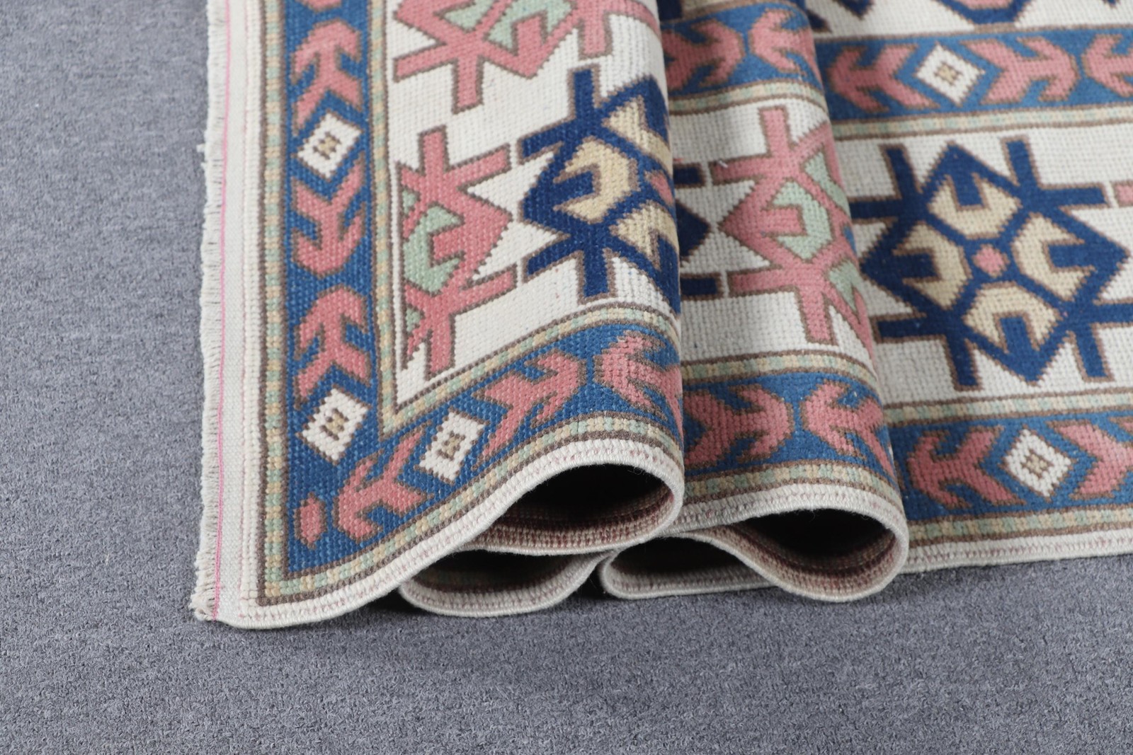 Turkish Vintage Rug 6,1×9,1 ft, Blue Striped Rug