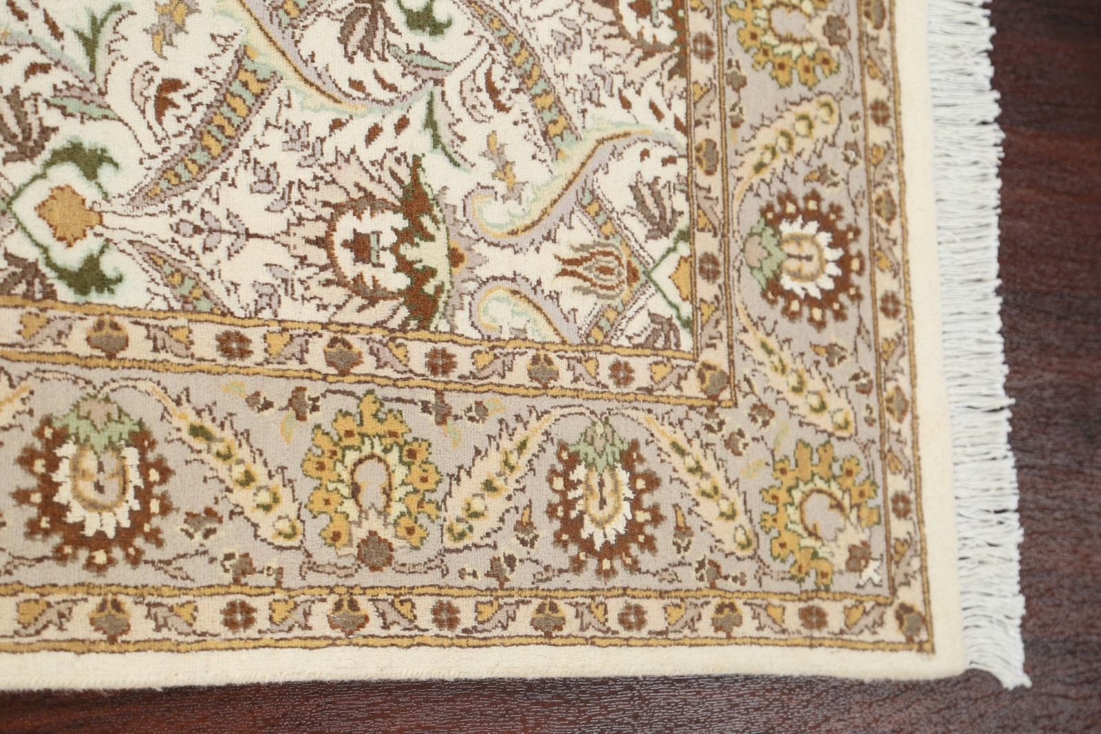 Wool/ Silk 100% Vegetable Dye Traditional Area Rug Hand-made Ivory Carpet 4×6