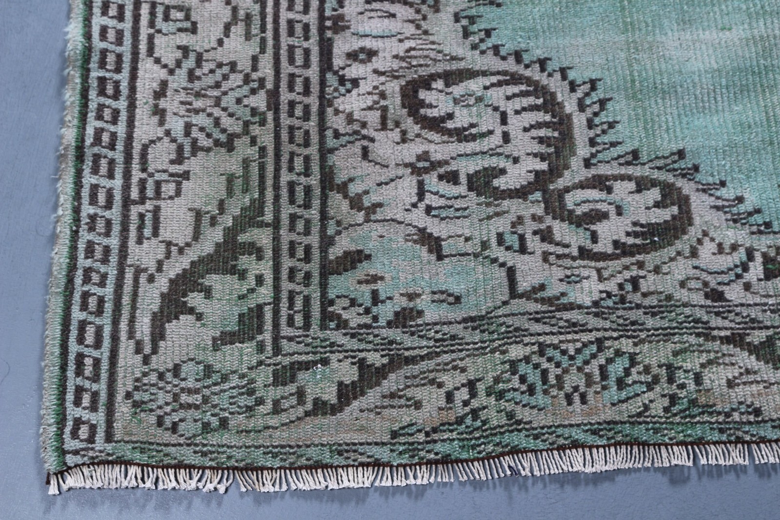 6,1×8,8 ft Vintage Rug, Green Oriental Turkish Rug Wool