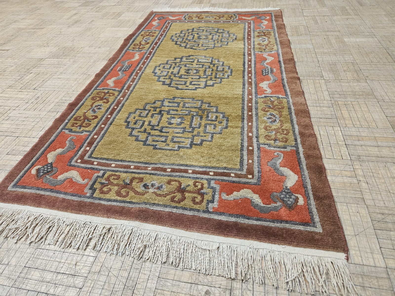 3×6 TIBETAN MONGOLIAN CHINA RUG 1960’s HAND WOVEN ARTISAN 100% WOOL ORIENTAL RUG