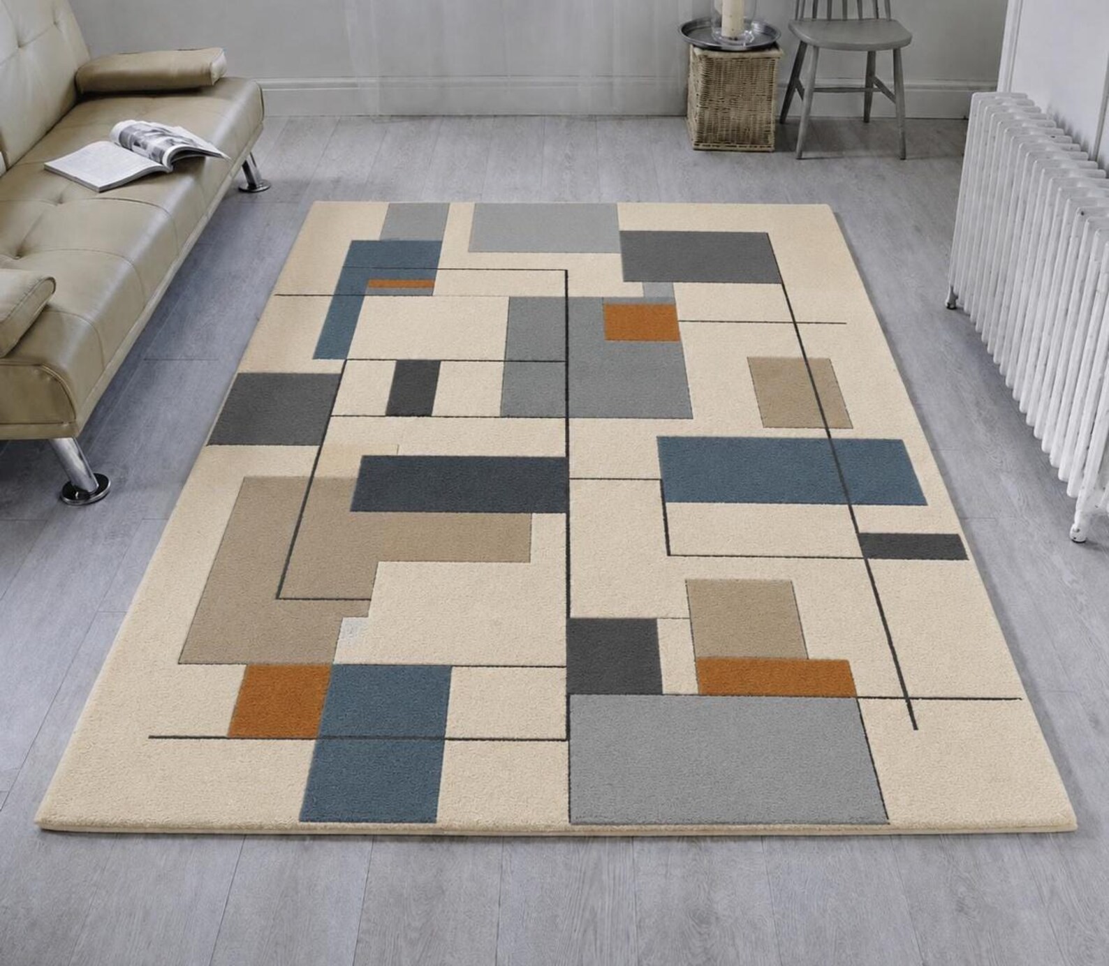 Modern Hand Tufted Wool Rug, Luxury Geometric Area, Abstract Contemporary Carpet