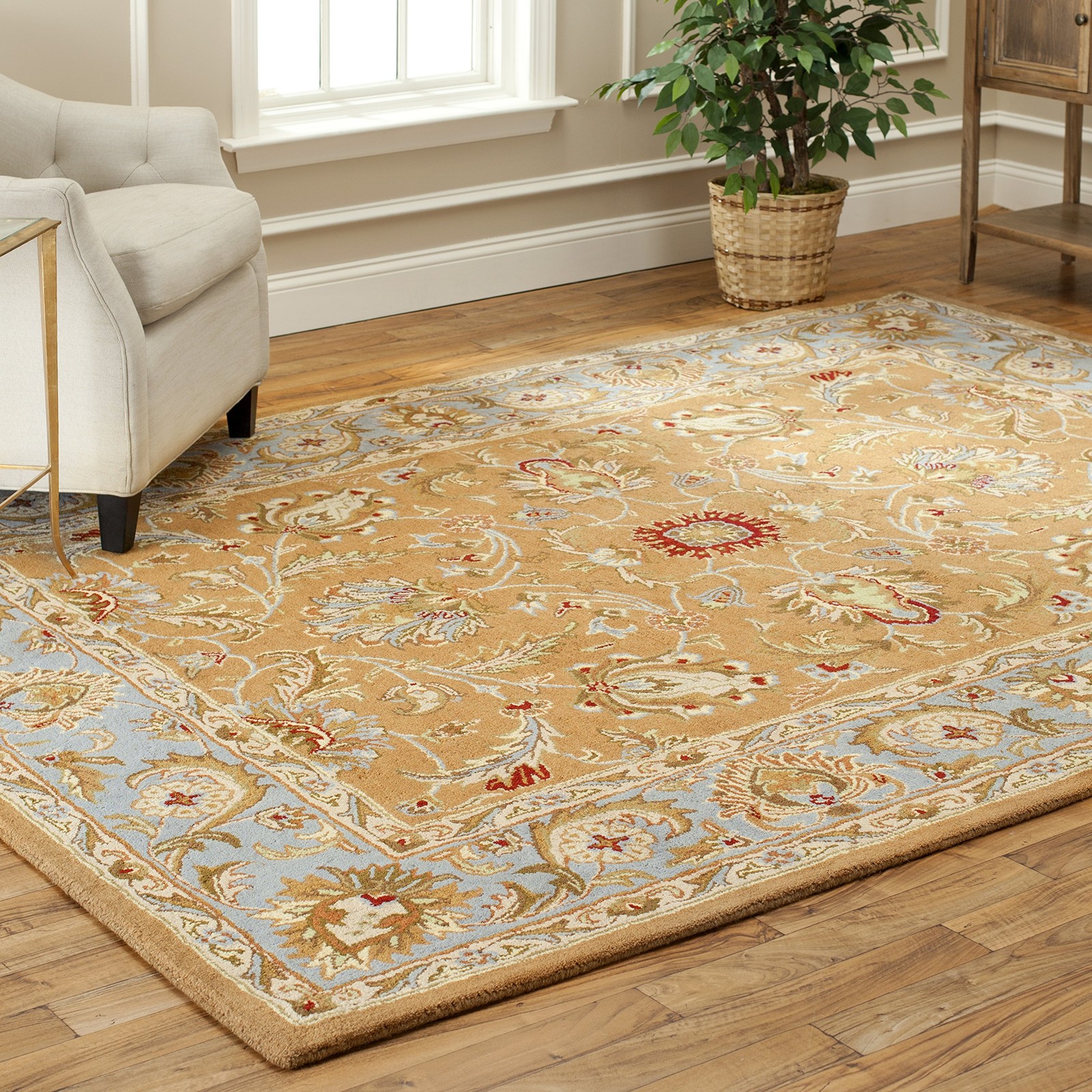 Heritage Collection Accent Rug – 2’3″ x 4′, Brown & Blue, Handmade Traditiona…