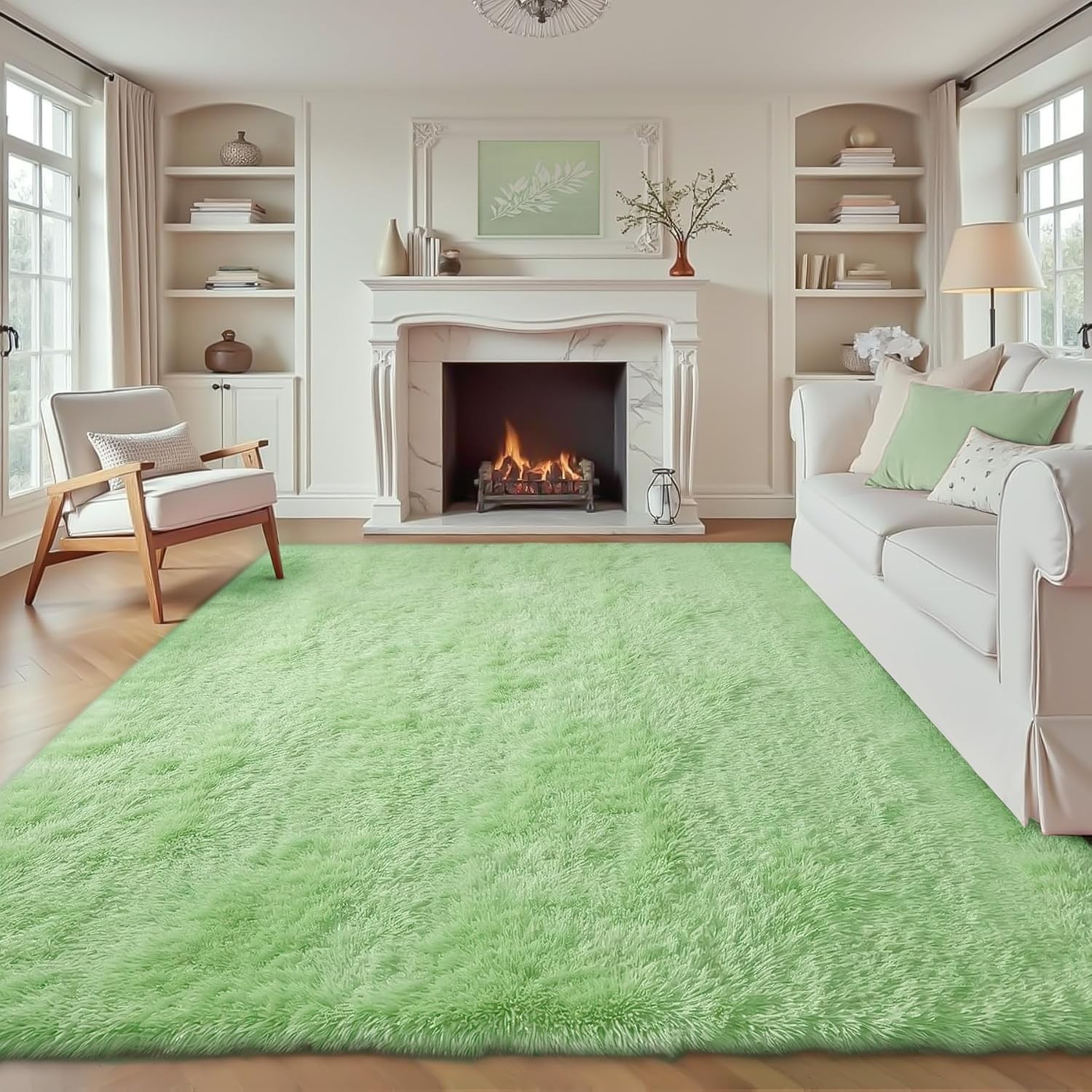Fluffy Area Rugs 8×10 Non-Slip Shag Plush Mat Carpet for Living & Bedroom Floor