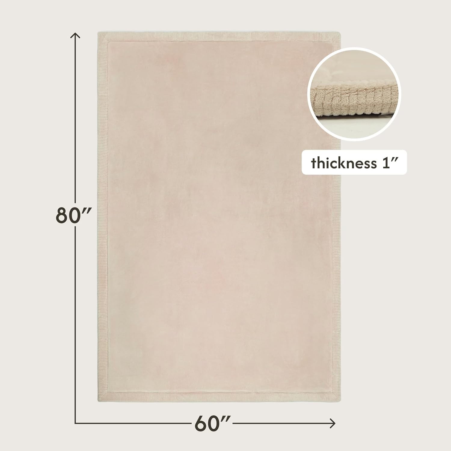 High-Density 60″ x 80″ CloudSoft Rug – Beige Velvet for Safe Play Areas