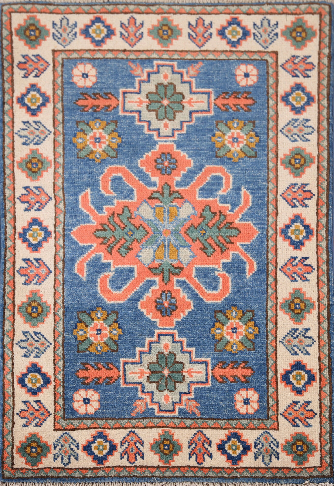 Artisan crafted small Kazak Pakistani rug 2×3 ft