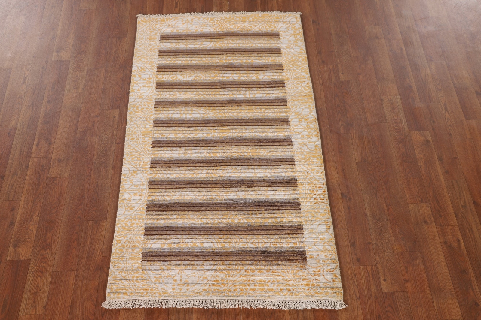 Abstract Indian Hand-knotted Wool Accent Rug 3×5 ft Modern Design