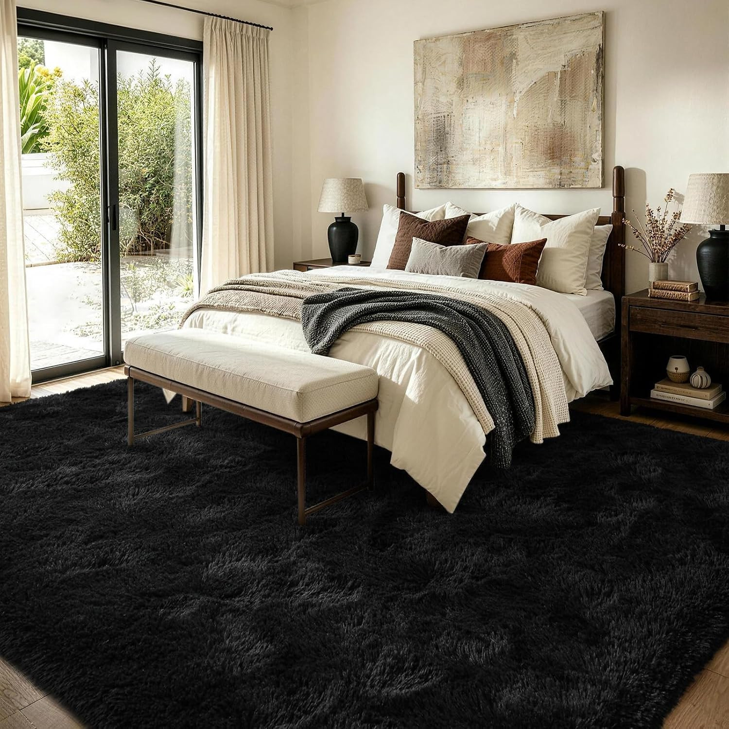 FinrèC 8X10 Feet Area Rugs for Living Room Bedroom, Fluffy Shaggy Large Rug, No