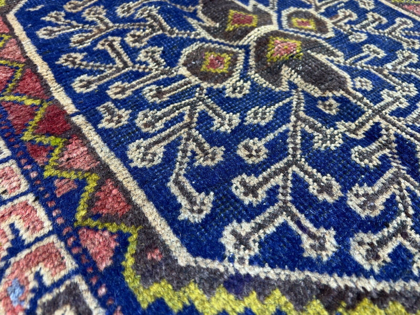 2’7 x 4’2 Ft Rare Afghan Tribal Area Rug Handmade Blue Wool Rug Vintage Carpet