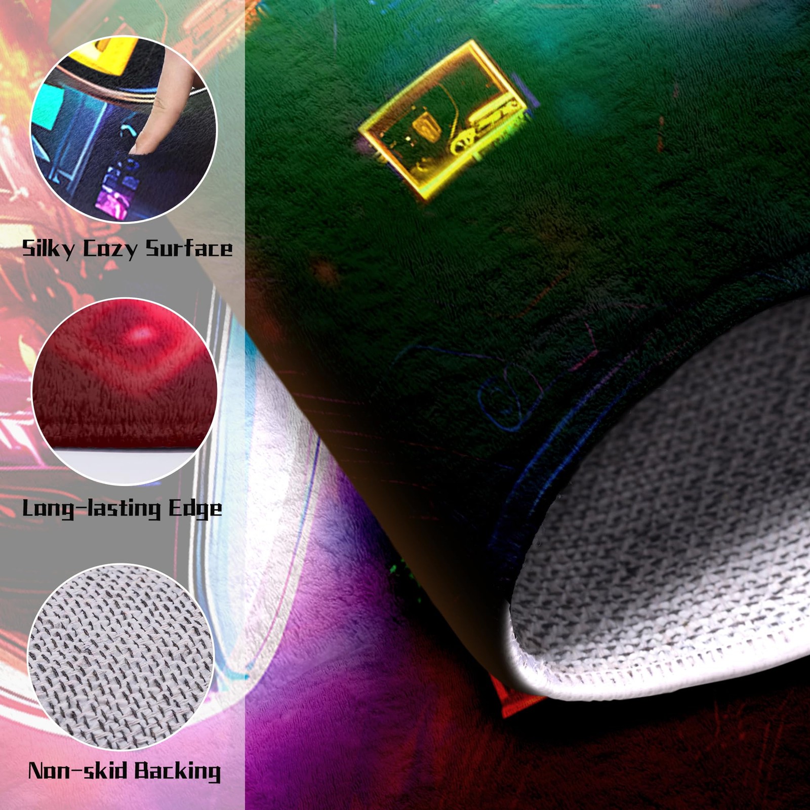 Aicliv 5X7 Ft Neon Gaming Area Rug For Boys Room Colorful Game Controller