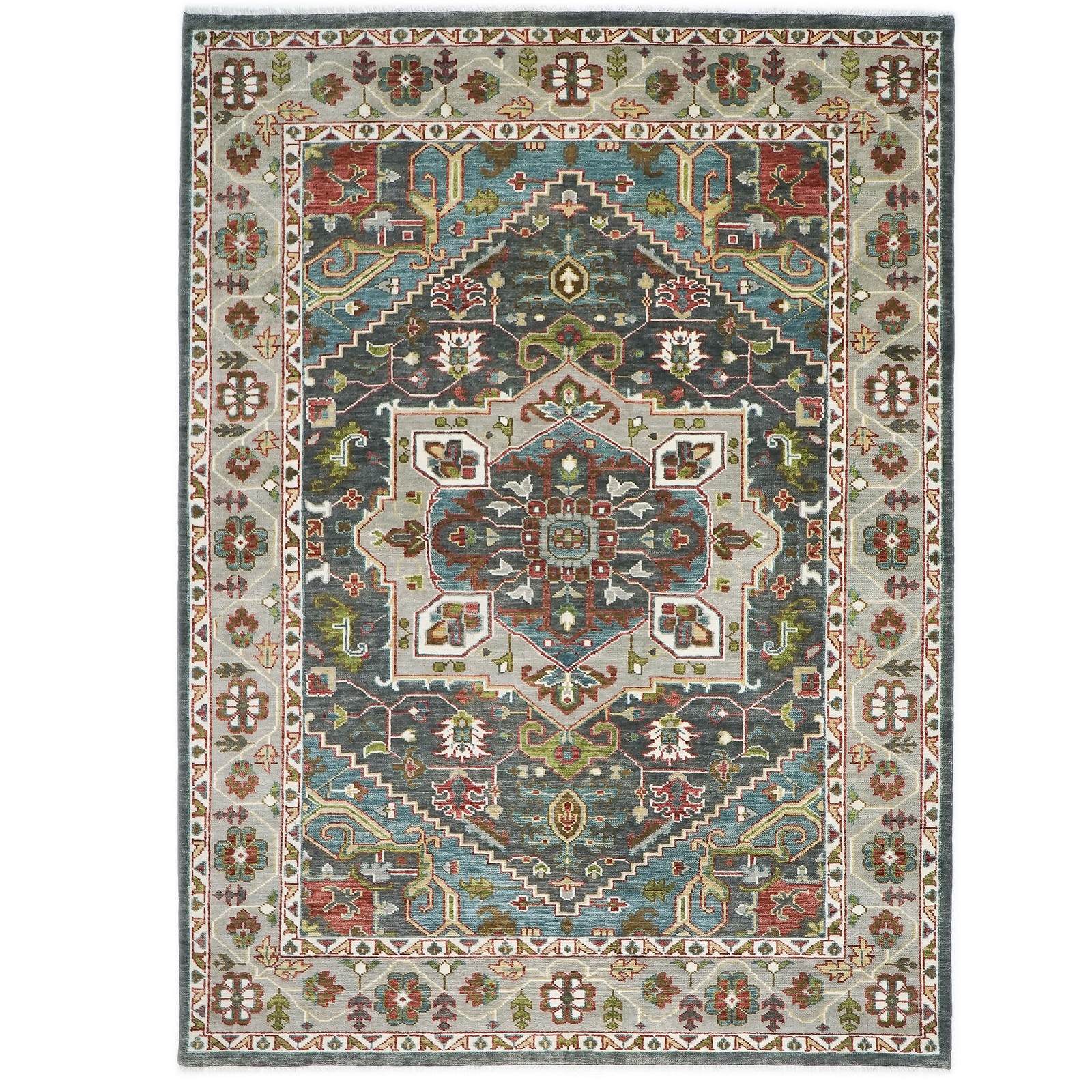 10’2”x14’1” Hand Knotted Wool Gray Oushak Herizz Rug
