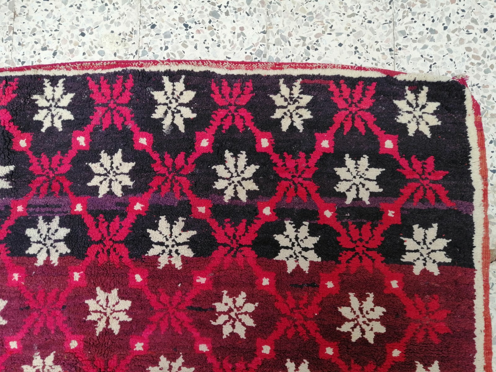 Authentic Vintage Moroccan Rug Handmade Red Wool Berber Tribal Carpet