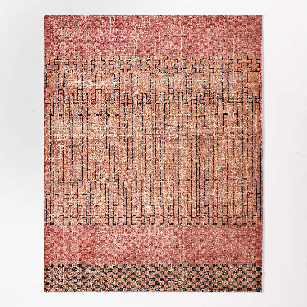 Hand-Knotted Terracotta Red 60% Wool 40% Cotton Area Rug for Living Room,Bedroom