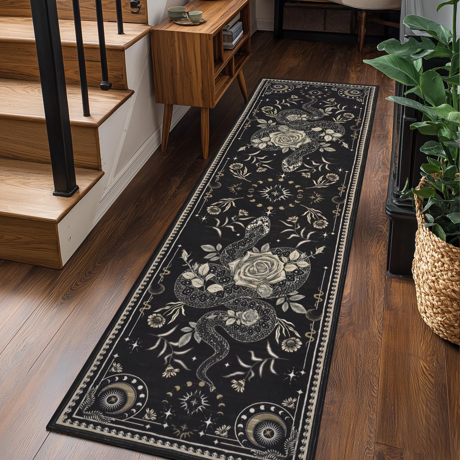 Yinhua Runner Rug Washable Snake Rugs For Hallway Gothic Runner Rugs 2X73 Non