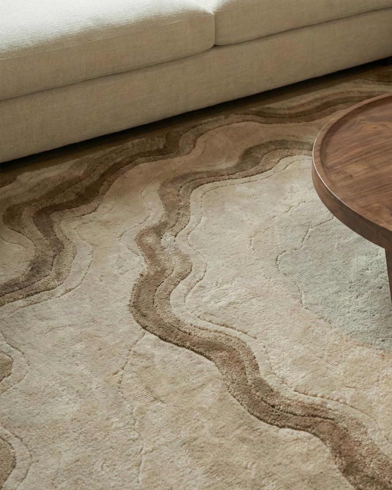 Beige & Tan Hand Tufted Rug, Handmade Wool Rug, modern Carpet for Living